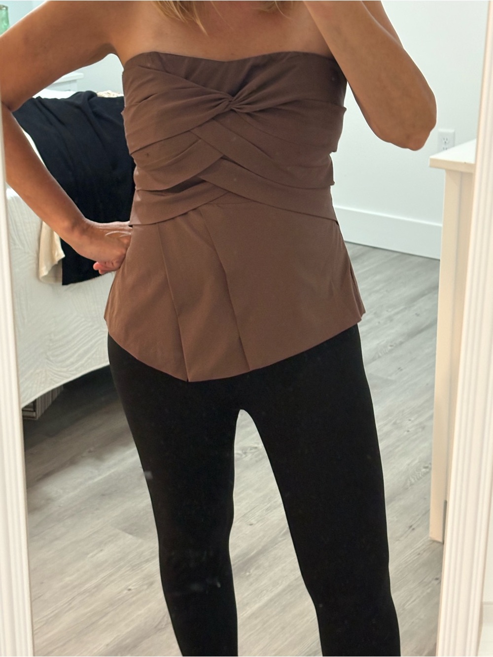 Forever 21 Brown Strapless Twist-Peplum Camisole